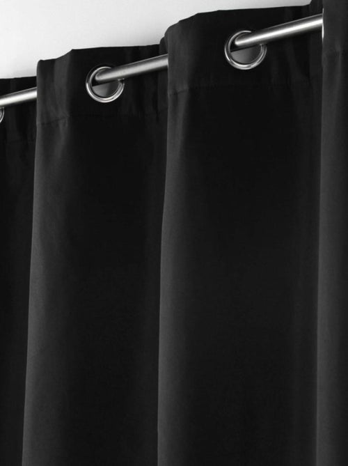 Rideau à œillets occultant isolant 135x260 cm Micropolar noir - Kiabi
