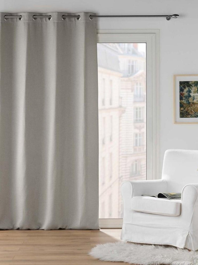 Rideau à œillets occultant jacquard 135x240 cm Blake gris Gris - Kiabi