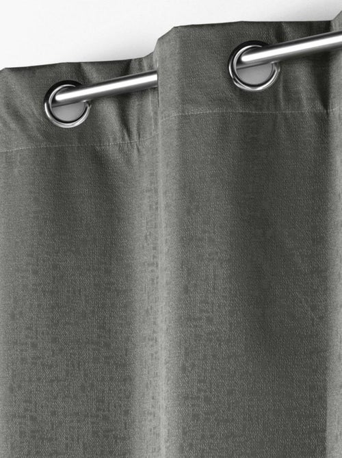 Rideau à œillets occultant jacquard 140x260 cm Darko anthracite - Kiabi