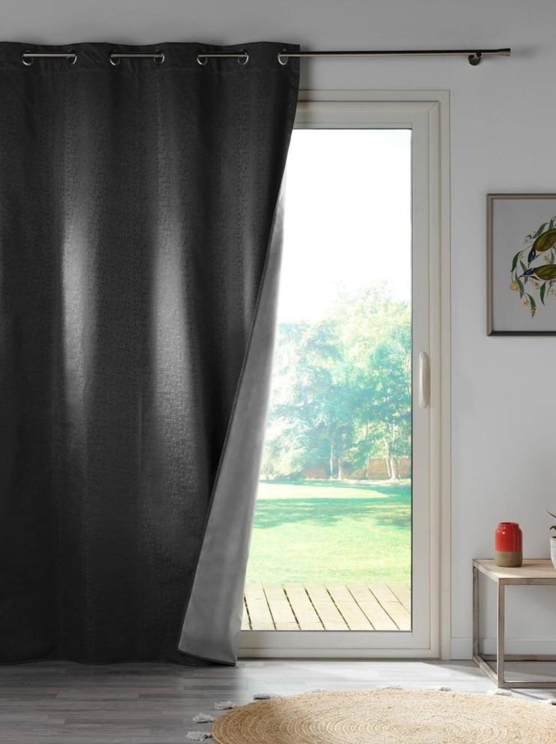 Rideau à œillets occultant jacquard 140x260 cm Darko anthracite Gris - Kiabi