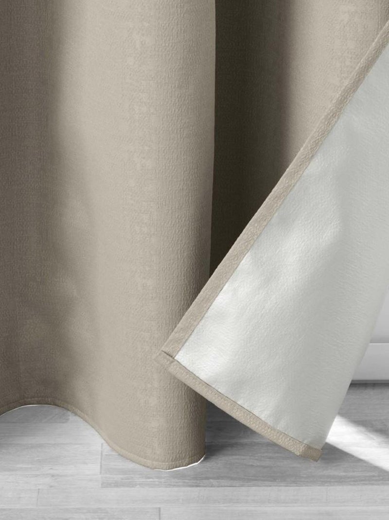 Rideau à œillets occultant jacquard 140x260 cm Darko noisette Beige - Kiabi