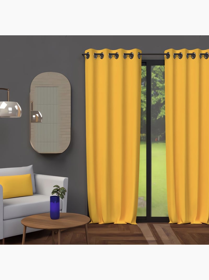 Rideau à oeillets OCCULTANT, par Soleil d'ocre Jaune - Kiabi