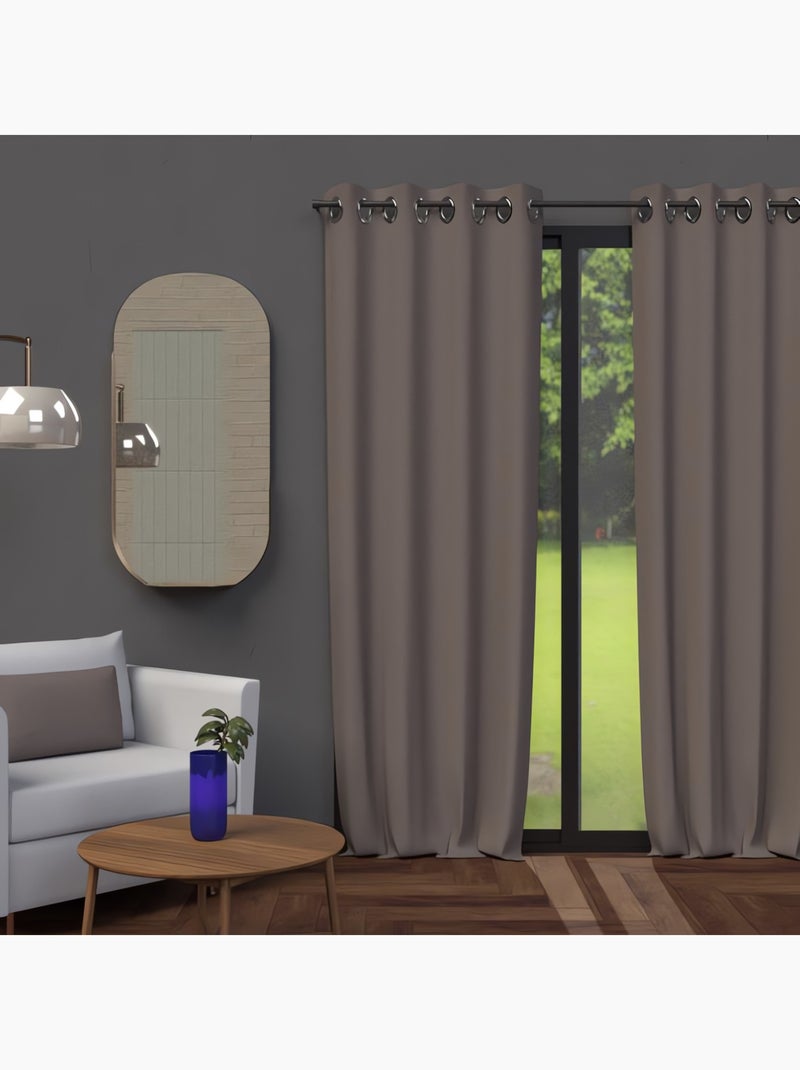 Rideau à oeillets OCCULTANT, par Soleil d'ocre Marron - Kiabi