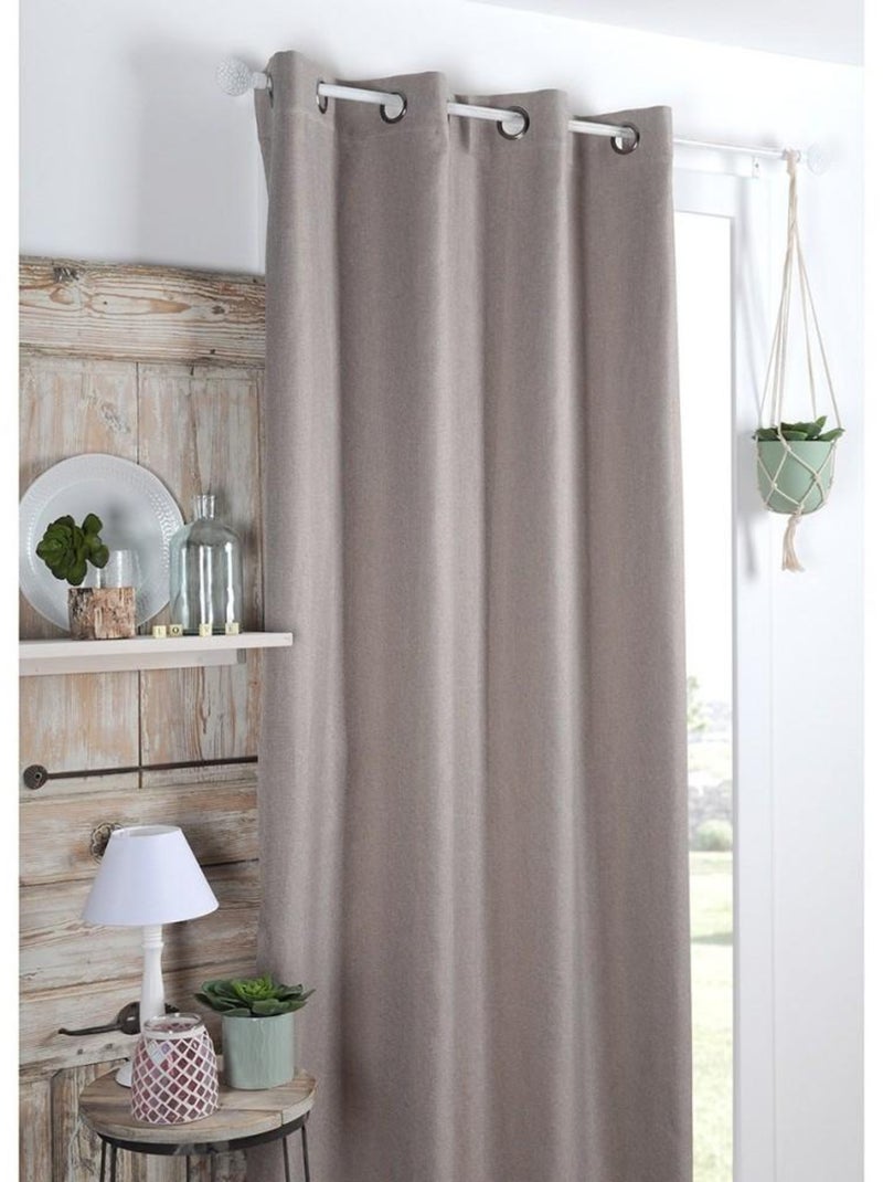 Rideau à œillets occultant polaire 140x260 Copenhague lin Beige - Kiabi