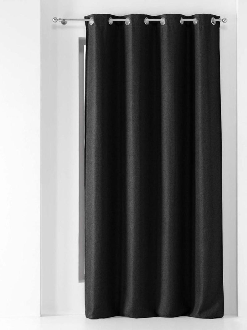 Rideau à œillets occultant tissé 135x240 cm Tramina noir Noir - Kiabi