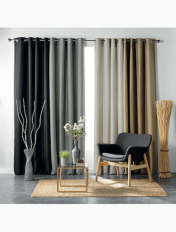 Rideau à oeillets occultant tissé