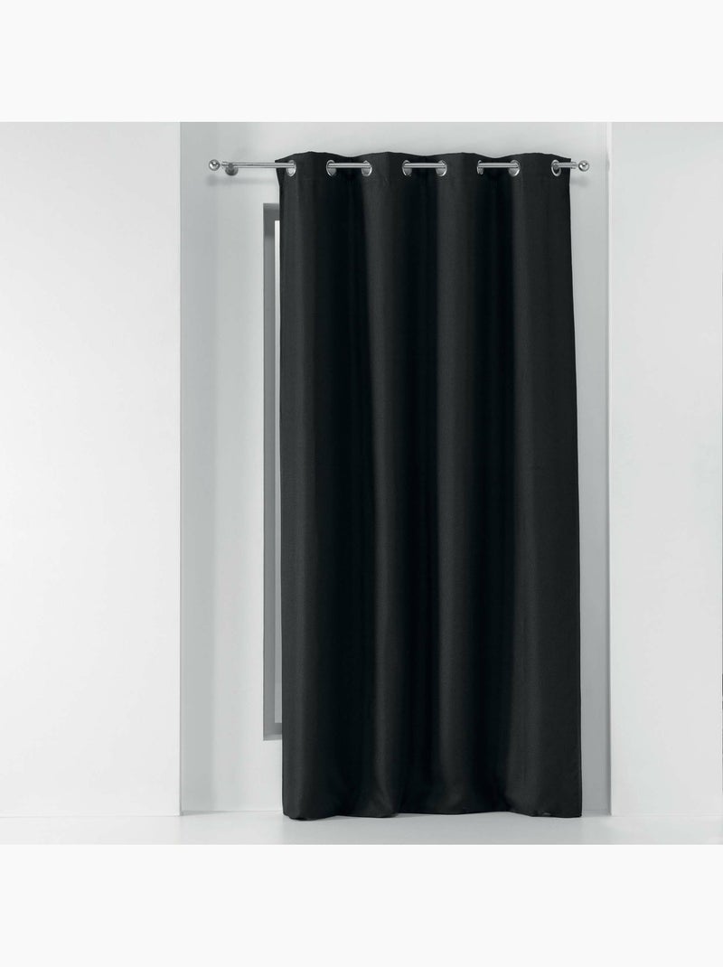 Rideau à oeillets occultant tissé gris anthracite - Kiabi