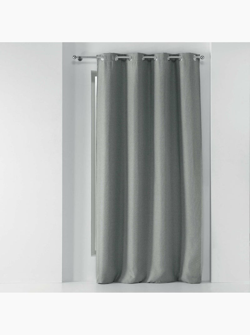 Rideau à oeillets occultant tissé Gris - Kiabi
