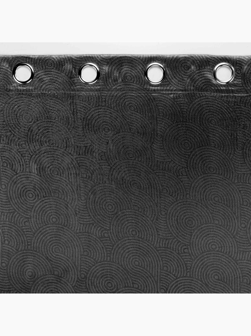 Rideau à œillets – Occultant velours frappé Anthéa gris anthracite - Kiabi