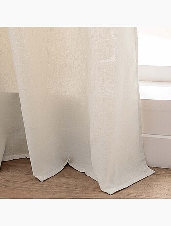 Rideau à œillets polycoton avec top floral et pompons