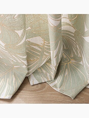 Rideau à œillets polycoton feuillages métallisé