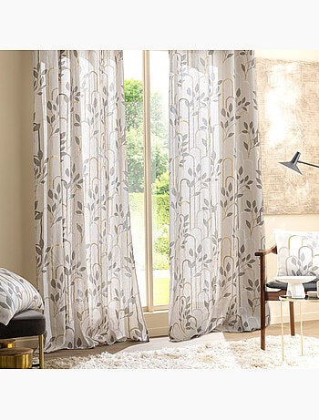 Rideau à œillets – Polycoton imprimé métallisé – Modèle Roseris