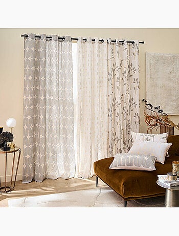 Rideau à œillets – Polycoton imprimé métallisé – Modèle Roseris