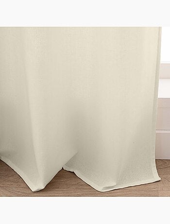 Rideau à œillets polycoton top métallisé texturé avec pompons