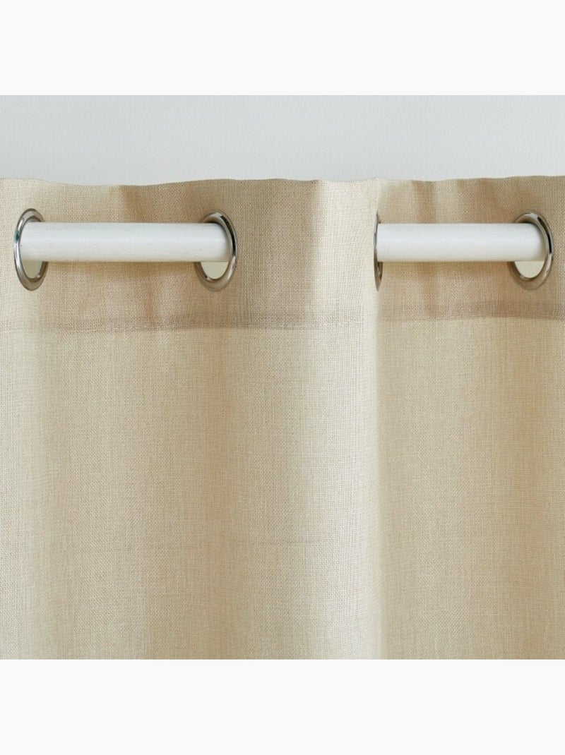 Rideau a oeillets polyester + fils métallisés Zeline Beige naturel - Kiabi