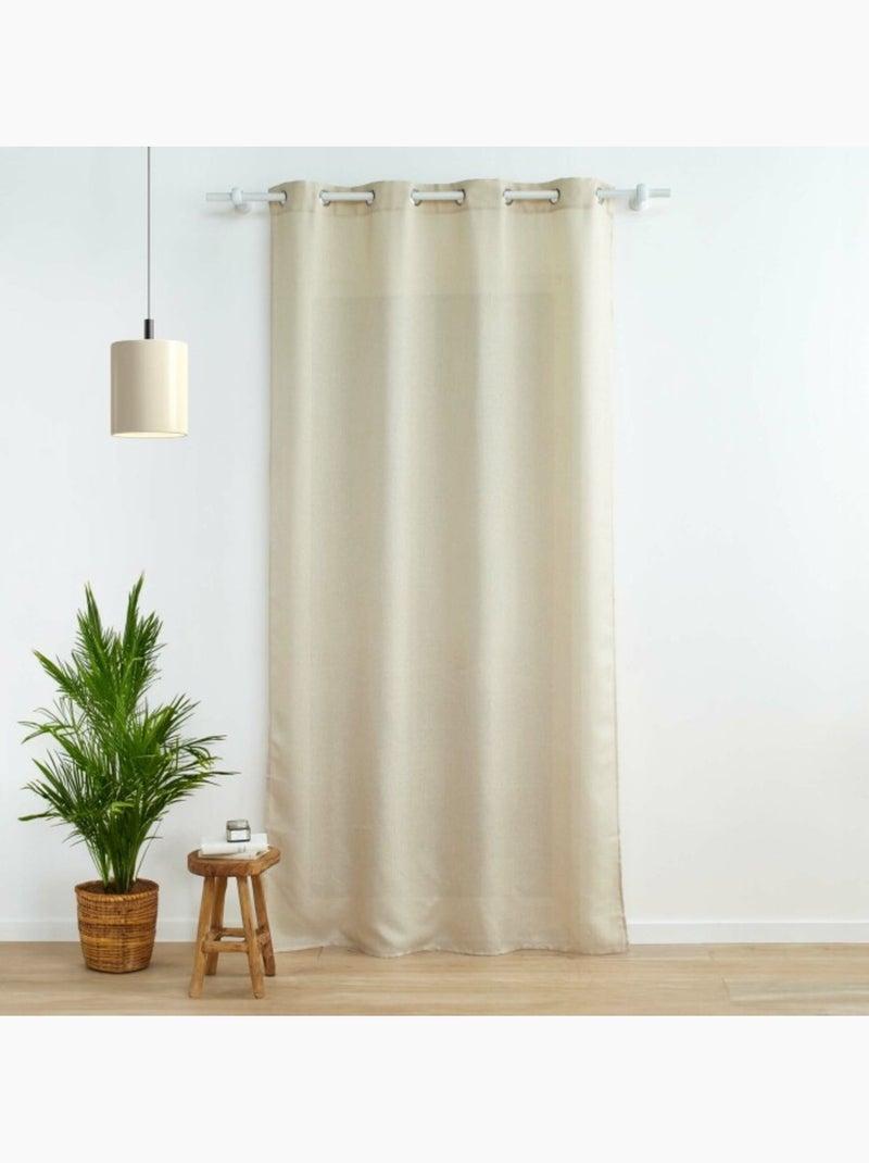 Rideau a oeillets polyester + fils métallisés Zeline Beige naturel - Kiabi