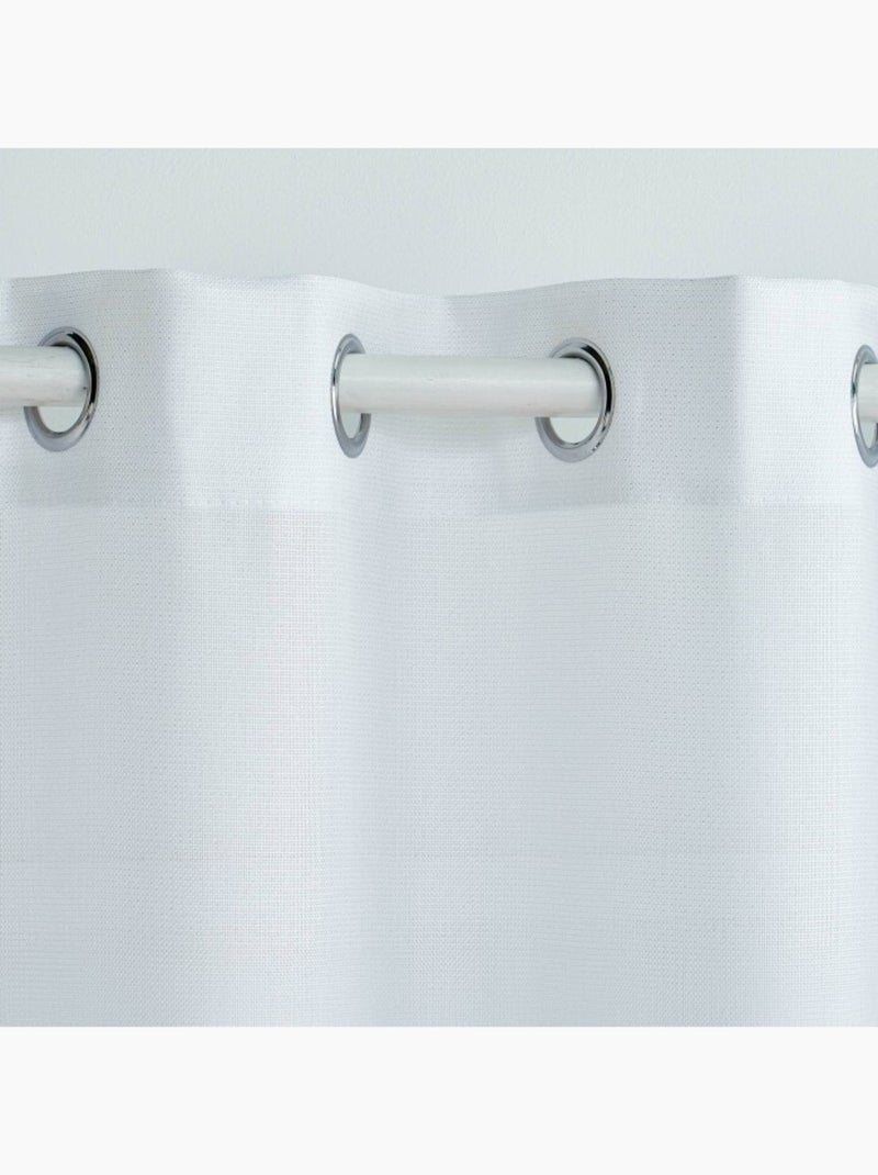 Rideau a oeillets polyester + fils métallisés Zeline Blanc - Kiabi