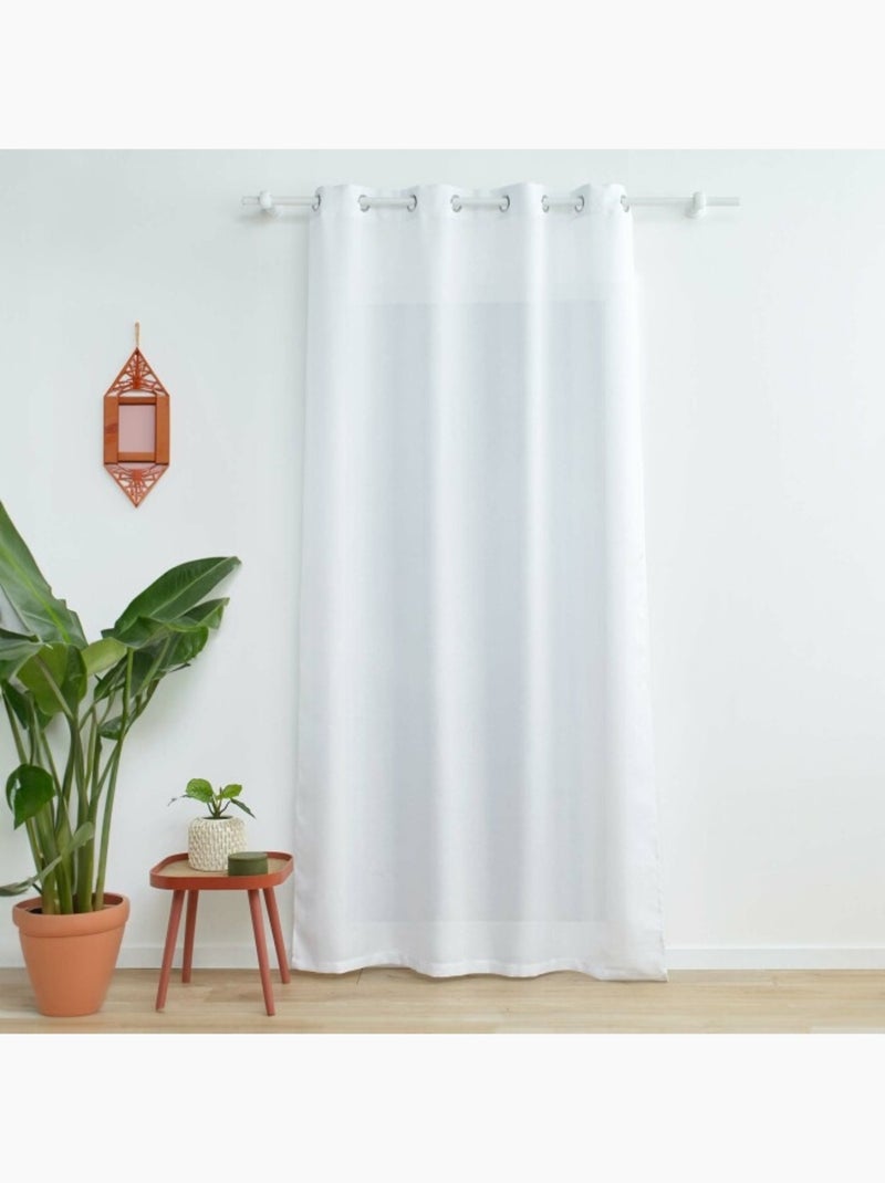 Rideau a oeillets polyester + fils métallisés Zeline Blanc - Kiabi