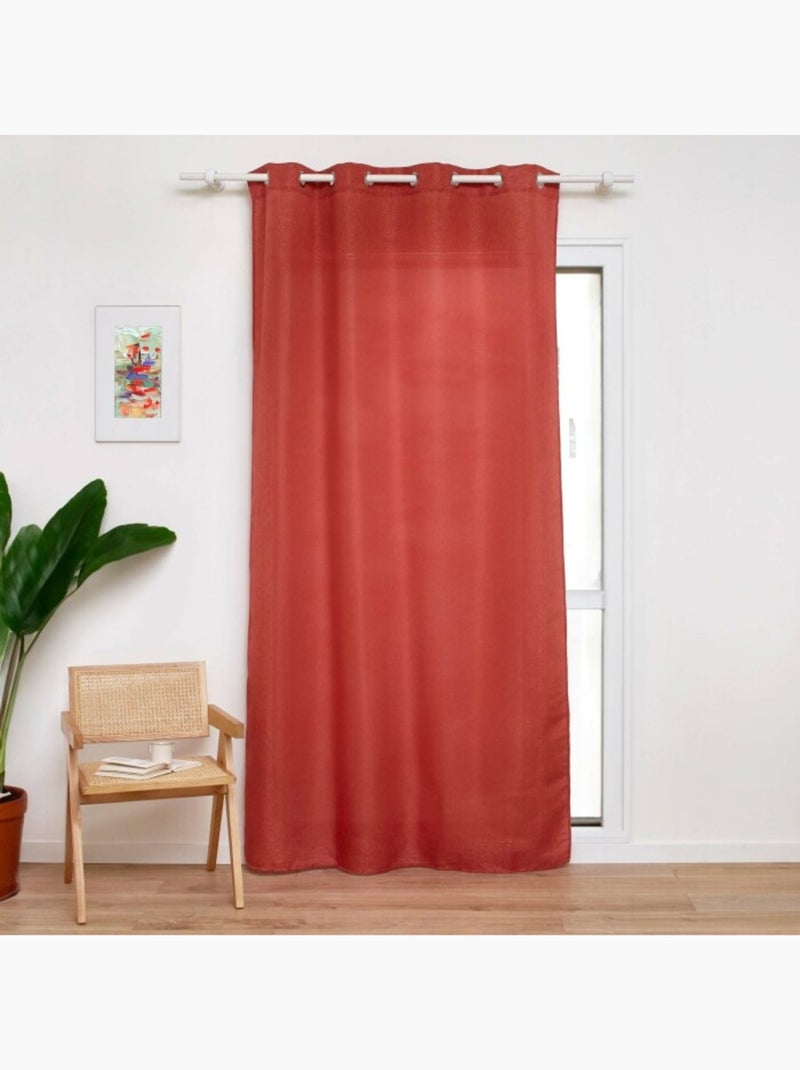 Rideau a oeillets polyester + fils métallisés Zeline Terracotta - Kiabi