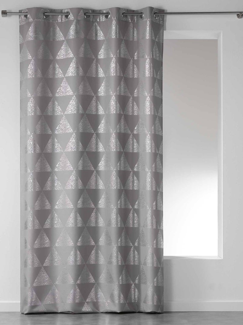 Rideau a oeillets polyester imprime Argent Frosty Gris 140 x 260 cm Gris - Kiabi