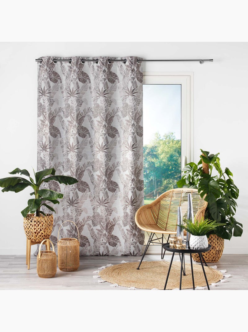 Rideau a oeillets polyester imprime bully Taupe - Kiabi
