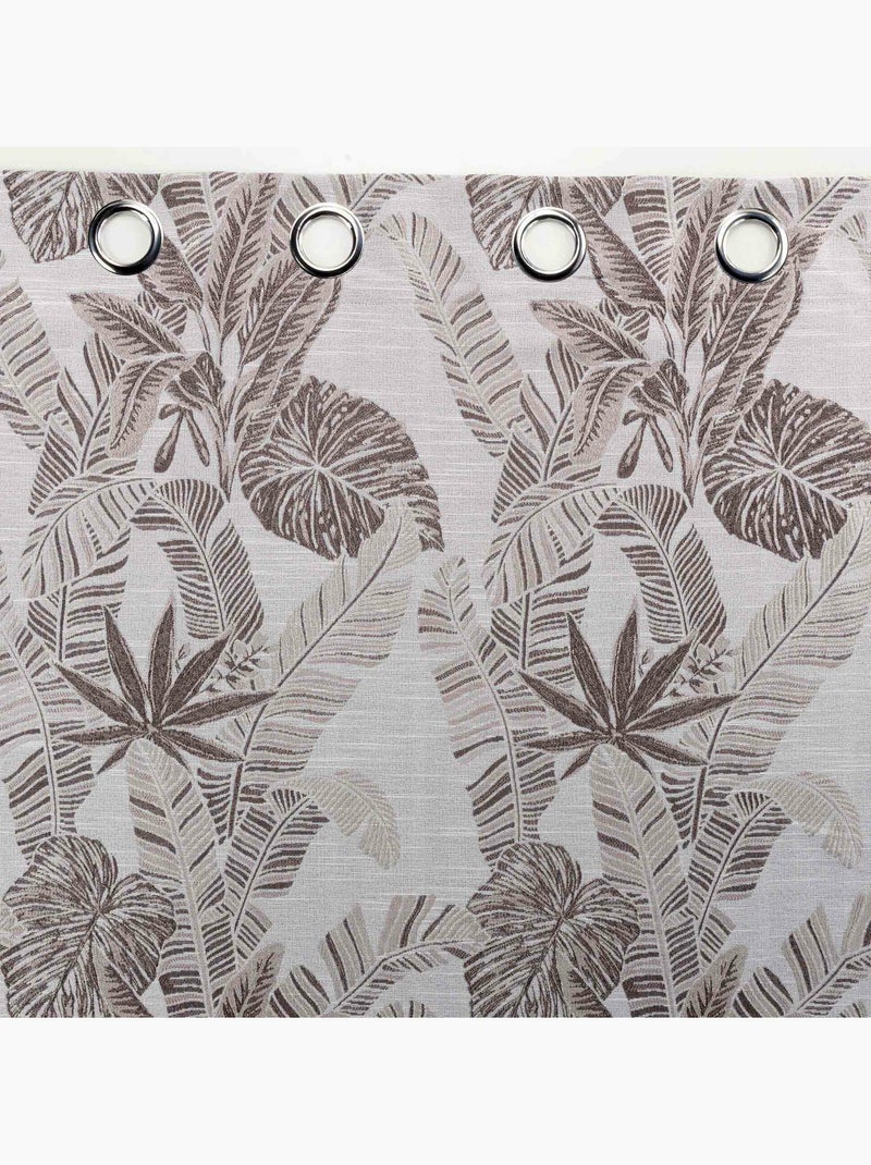 Rideau a oeillets polyester imprime bully Taupe - Kiabi
