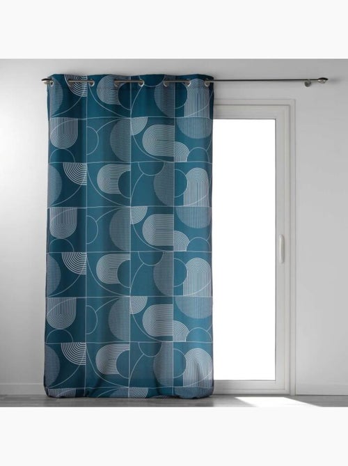 Rideau a oeillets polyester imprime Esquisse - Kiabi