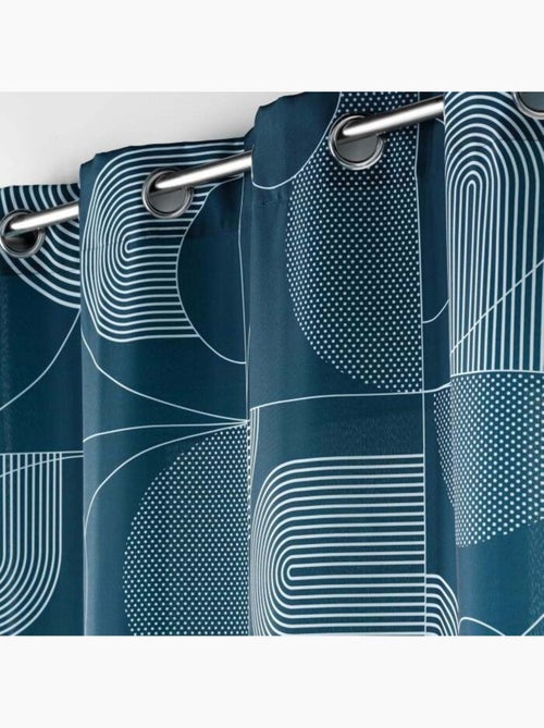 Rideau a oeillets polyester imprime Esquisse - Kiabi