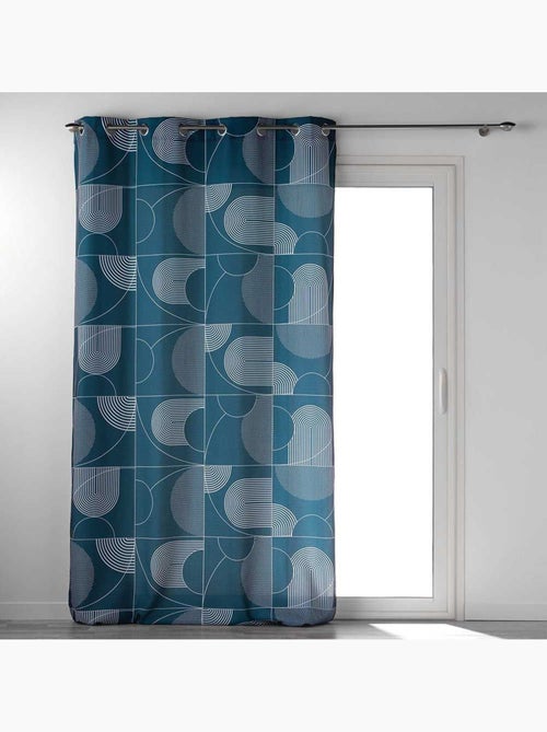 Rideau a oeillets polyester imprime Esquisse - Kiabi