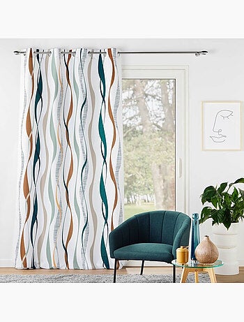 Rideau a oeillets polyester imprime Lisana