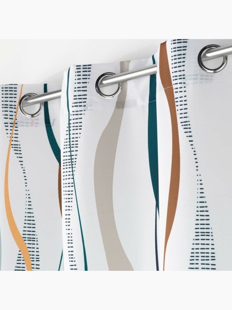 Rideau a oeillets polyester imprime Lisana Blanc - Kiabi