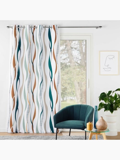 Rideau a oeillets polyester imprime Lisana - Kiabi