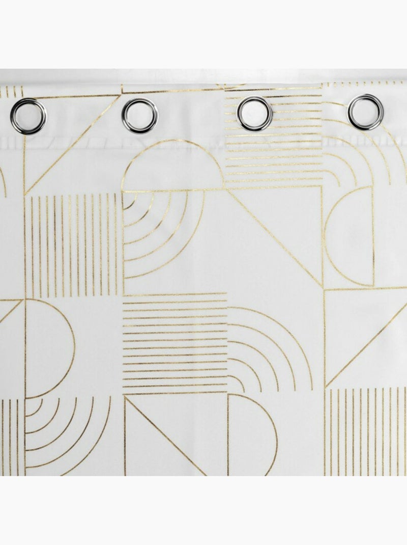 Rideau a œillets polyester imprimé métallisé - Lineor Blanc Doré - Kiabi