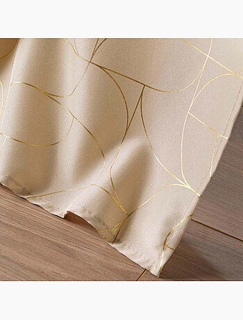 Rideau a oeillets polyester imprime metallisé Louxor