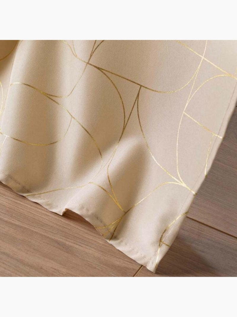 Rideau a oeillets polyester imprime metallisé Louxor Beige - Kiabi