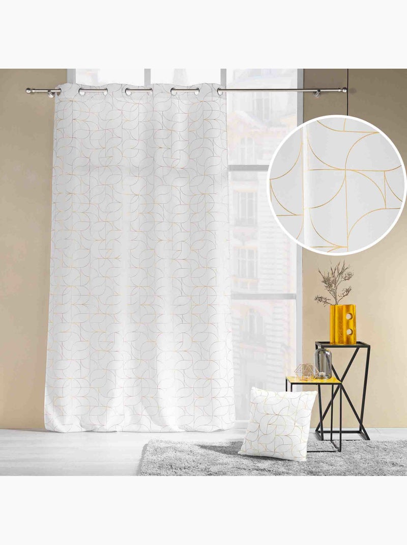 Rideau a oeillets polyester imprime metallisé Louxor Blanc - Kiabi