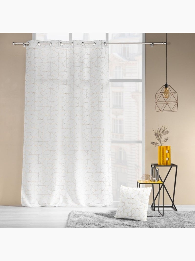 Rideau a oeillets polyester imprime metallisé Louxor Blanc - Kiabi