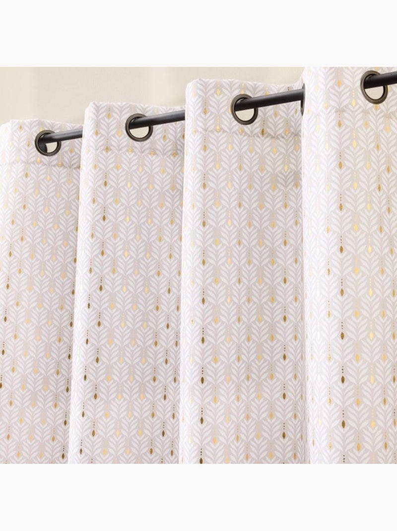 Rideau a oeillets polyester imprimé metallisé Piana Beige naturel - Kiabi