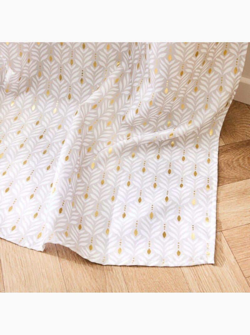 Rideau a oeillets polyester imprimé metallisé Piana Beige naturel - Kiabi