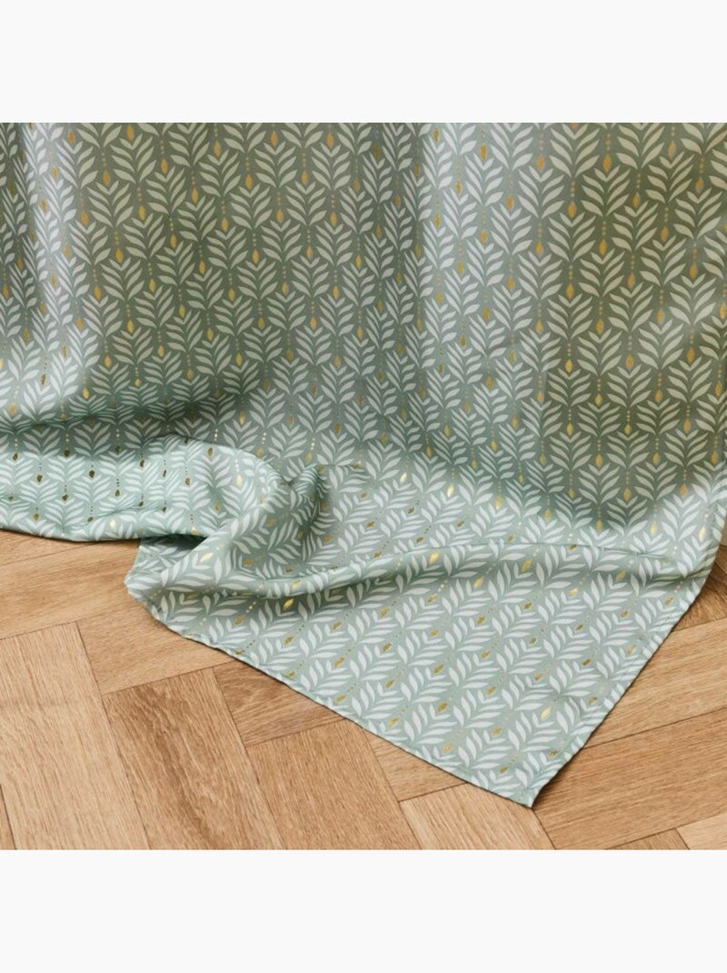 Rideau a oeillets polyester imprimé metallisé Piana Vert Sauge - Kiabi