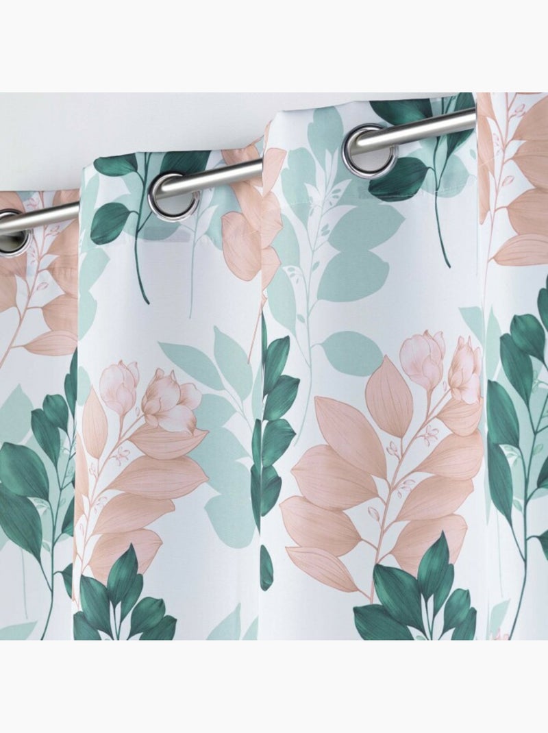Rideau a oeillets polyester imprimeé Belline Blanc Vert - Kiabi