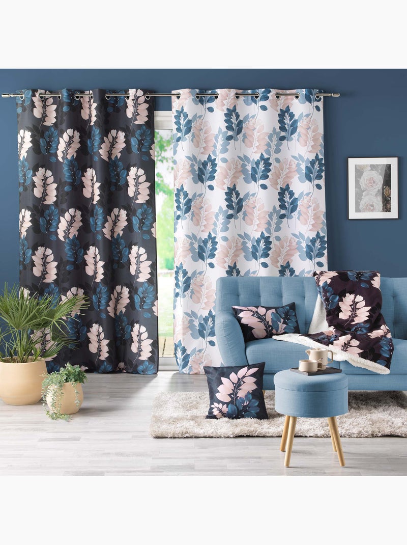 Rideau a oeillets polyester imprimeé Belline Bleu - Kiabi