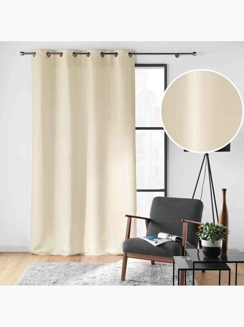 Rideau à œillets – Polyester satiné - Uni Soline Beige naturel - Kiabi