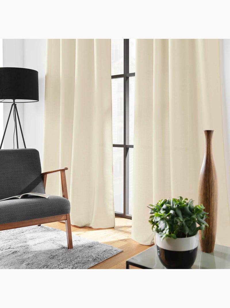 Rideau à œillets – Polyester satiné - Uni Soline Beige naturel - Kiabi