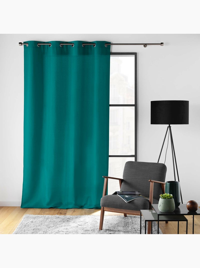 Rideau à œillets – Polyester satiné - Uni Soline Bleu paon - Kiabi