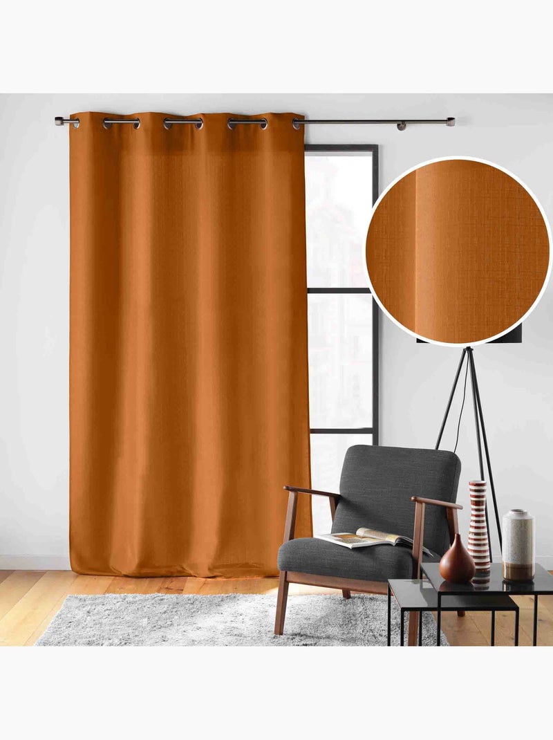 Rideau à œillets – Polyester satiné - Uni Soline Camel - Kiabi