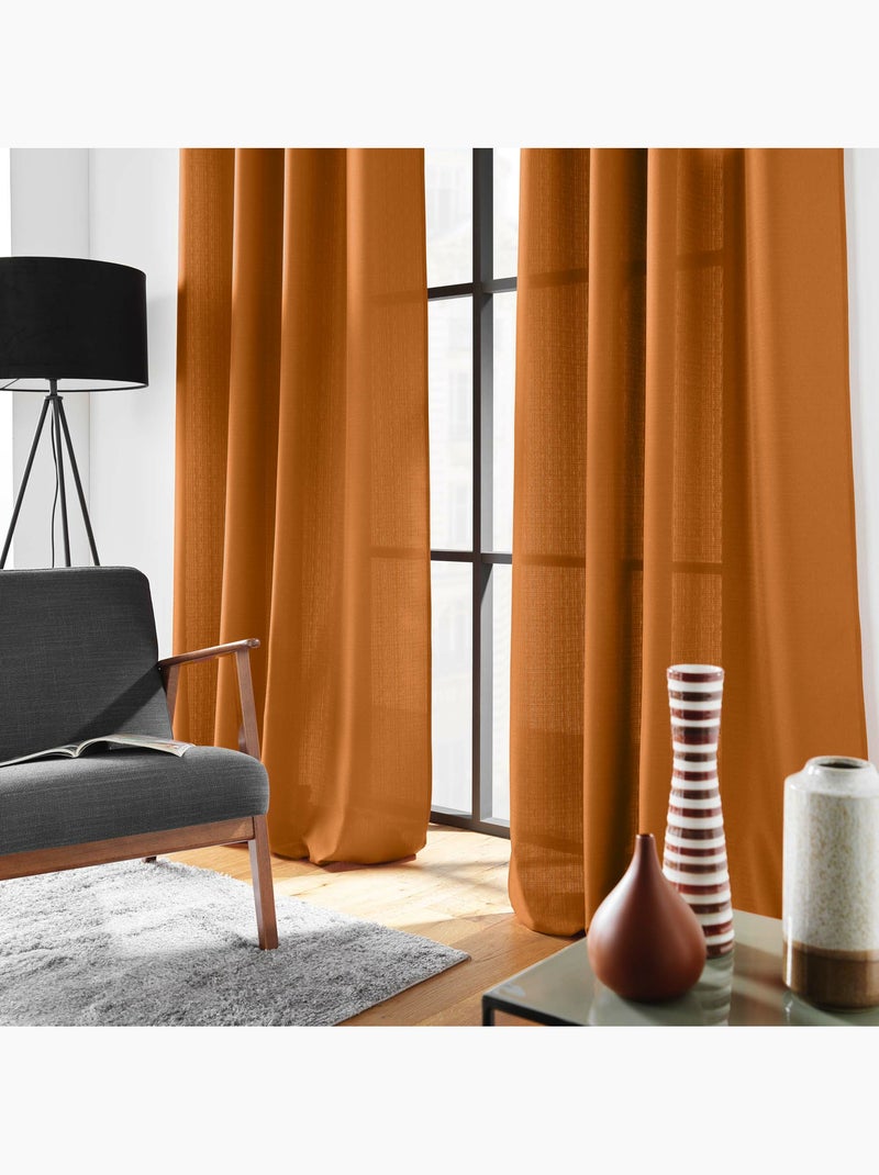 Rideau à œillets – Polyester satiné - Uni Soline Camel - Kiabi
