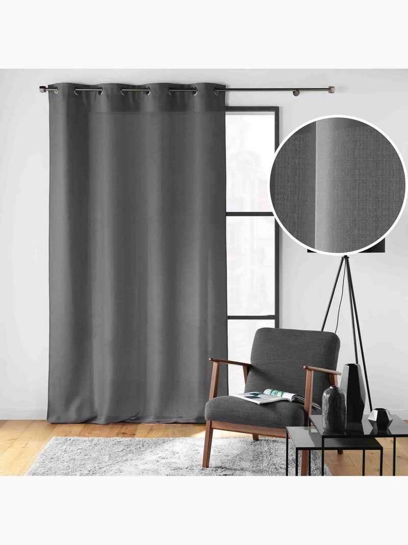 Rideau à œillets – Polyester satiné - Uni Soline Gris béton - Kiabi