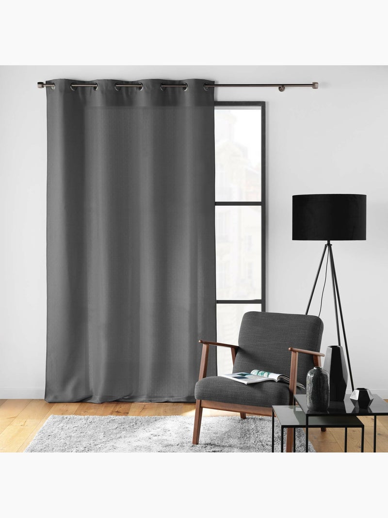 Rideau à œillets – Polyester satiné - Uni Soline Gris béton - Kiabi