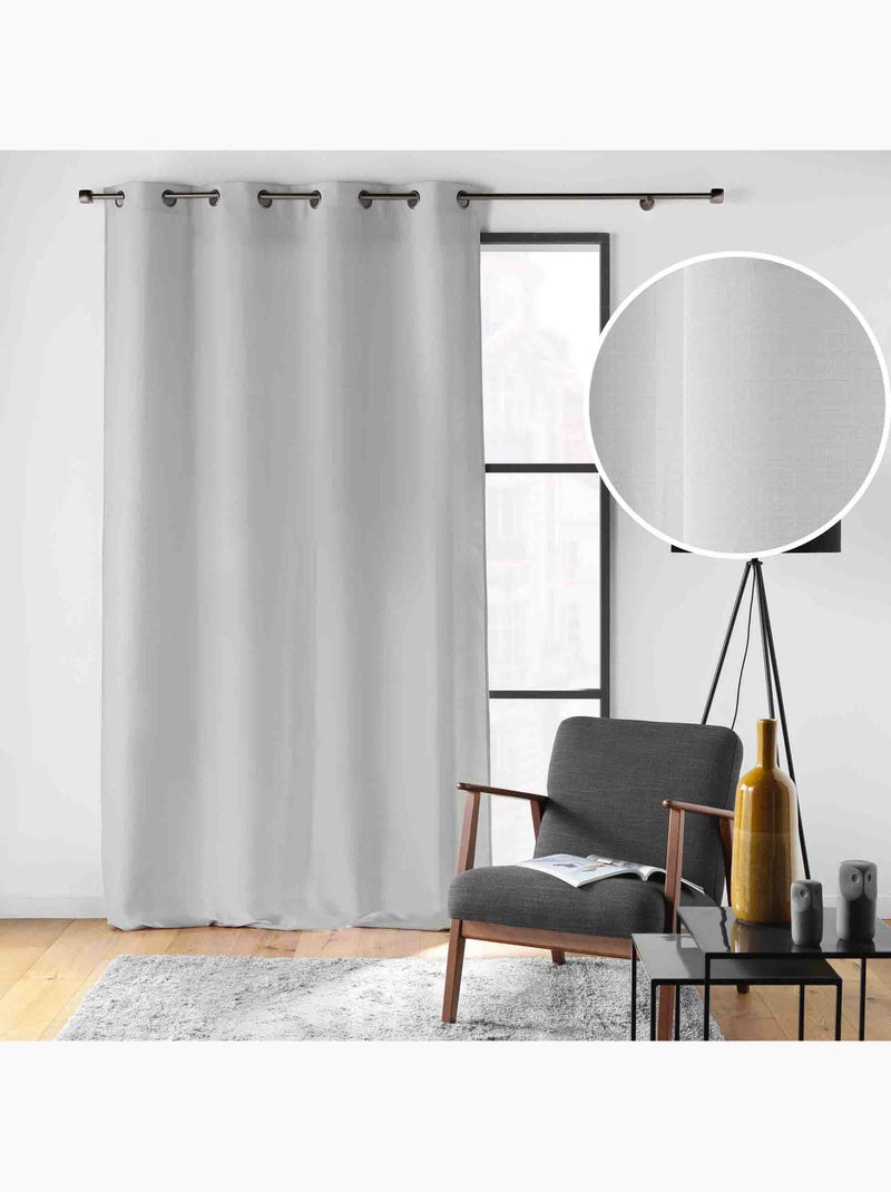 Rideau à œillets – Polyester satiné - Uni Soline Gris - Kiabi